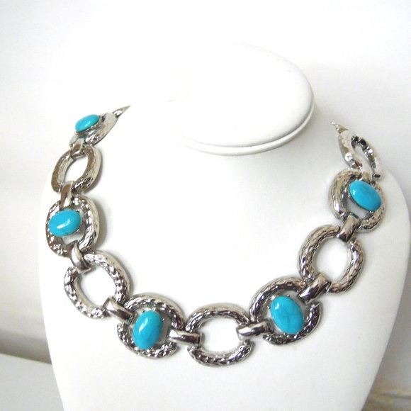 R. J. Graziano Turquoise-Color Chain-Link Necklace 21 Inch - Picture 5 of 6